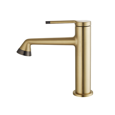 Gold Basin Mixer Faucet Brass Single Lever Lavatory Faucet