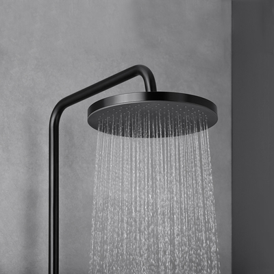 Contemporary Rainfall Shower Head System Bathroom Rain Mixer Shower Combo Set Black