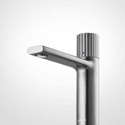 Countertop Mount Hot Cold Water Faucet Brass Basin Mixer Grey