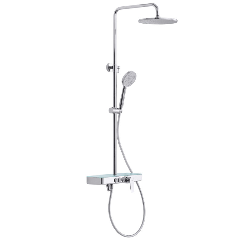 Brass Wall Mounted Rainfall Shower Head System Polished Chrome
